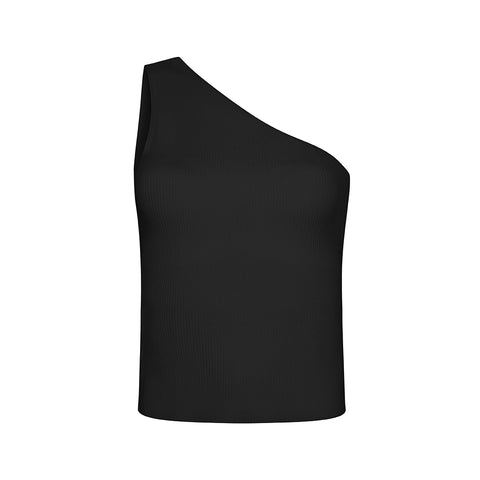 RIBBED ONE SHOULDER TOP