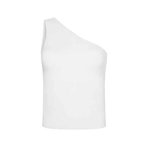 RIBBED ONE SHOULDER TOP